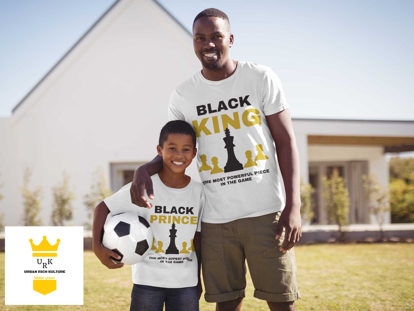 Black King + Prince + Black Queen + Princess Chess Family Matching Tee