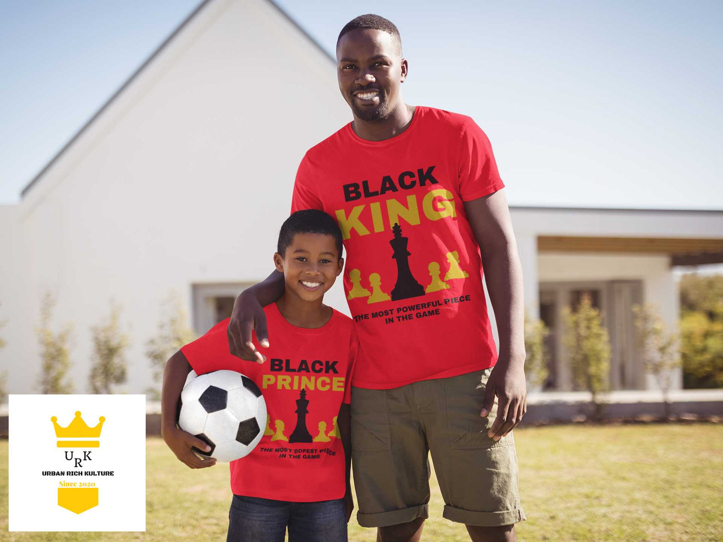 Black King + Prince + Black Queen + Princess Chess Family Matching Tee